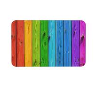 Ttkjshmgc Fond en bois coloré arc-en-ciel - Tapis imprimé en diatomite de 50 x 80 cm - Dos antidérapant, tissu technique à séchage rapide pour protection du sol de salle de bain et de cuisine