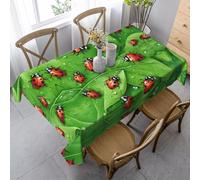 Ttkjshmgc Nappe rectangulaire à imprimé feuilles et coccinelles - Douce, infroissable, lavable en machine, pour les repas à la maison et les événements, 89 x 140 cm.