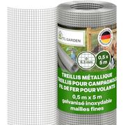 TTL GARDEN 5 m x 0,5 m de grillage à mailles fines, galvanisé sans rouille, maille de 6,3 mm, épaisseur du fil de 0,55 mm - sur rouleau de grillage pour volière, grillage pour lapins, grillage contre
