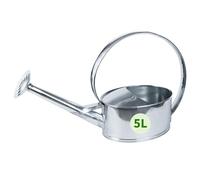 TTL Garden Arrosoir en Métal Galvanisé 5 L - Zinc Avec Douchette d'Arrosage Dévissable - Ovale en Zinc Inoxydable - Tôle Argentée - Robuste, Stable et Pratique