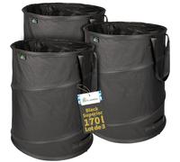 TTL Garden Black Supererior - Lot de 2 sacs de jardin Pop Up - 170 l - Double fond - 260 g/m² - Extra stables - Oxford 600D - 170 l - Pliable - Coupe verte - Auto-portante
