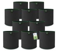 TTL Garden - Lot de 10 sacs de plantation en tissu non tissé - 1 l - Sacs de culture et d'élevage - 300 g/m² - Feutre et tissu non tissé - Hauteur : 12 cm - Diamètre : 10 cm