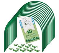 TTL Garden - Lot de 12 arches de tunnel - 65 x 60 cm + 36 clips - Lot de 12 arches de tunnel en aluminium de 65 cm de large - En acier revêtu - Arc rond pour couverture de semis surélevé - Parterre de