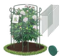 TTL GARDEN Lot de 16 supports pour arbustes 70 cm x 40 cm + bande - Support pour plantes en acier inoxydable revêtu de plastique - Support pour plantes plantes hertensia, rose, pivoine Ø 5,5 mm, vert