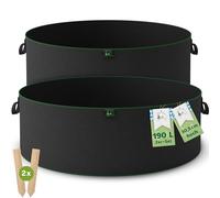 TTL Garden - Lot de 2 sacs de plantation surélevés - 190 l - En feutre - Diamètre : 92 cm - Hauteur : 30,5 cm - 300 g/m² - Pour terrasse, serre et jardin
