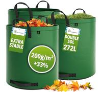 TTL Garden Lot de 3 sacs de jardin super solides - 272 l - Vert - Double fond - 2x200 g/m² - Extra stables et indéchirables - 4 grandes poignées - Robustes - Pour herbe, feuilles, haie, 180723-001