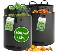 TTL GARDEN Lot de 4 sacs de jardin super solides - 272 l - Gris - Double fond - 2 x 200 g/m² - Extra stables et indéchirables - 4 grandes poignées - Robustes - Pour herbe, feuilles, haie, déchets de