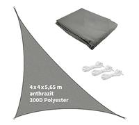 TTL Garden Voile d'ombrage triangulaire à angle droit - Polyester 300D - 160 g/m² - 93 % d'ombrage - Protection solaire et protection contre les intempéries - Pour jardin, balcon et terrasse - Avec 3