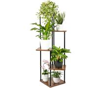 TTL HOME Support à fleurs TOWER - 5 étages 105 cm de haut Support pour plantes Design Bois Chêne & Métal noir - Décoration intérieure pour salon Support & Étagère à fleurs Étagère à plantes Support à