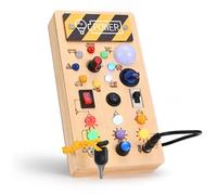 TTLIFE Busy Board Jouets, Tableau d'activités Montessori avec Interrupteur Lumineux LED Tableau d'activités en Bois pour Enfants