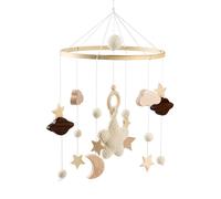 TTLIFE Mobile lit bébé, Bois Carillon éolien avec étoiles, lunes et nuages au crochet décorations suspendues Berceau Bébé Jouet