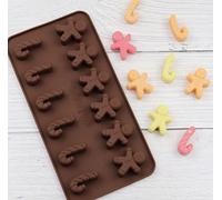TTOA - Moule à chocolat en silicone en forme de bonhomme en pain d'épices de Noël | Moule à sucre d'orge | Moule à glaçons en cire fondue