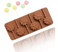 TTOA Moule à sucettes Daisy | Moule en silicone anti-adhésif | 6 bâtonnets inclus | Moule à bonbons