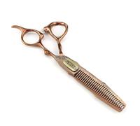 TTOOGO 6,0 "Bronze Double Sword Barber Cisqueurs - 9Cr en acier des coiffures Ciseaux avec motif Damas pour les stylistes de salon professionnel,B