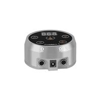 TTOOGO Alimentation de tatouage numérique - centrale rotative de tension réglable avec affichage de changement de couleur, commande de bouton-poussoir, modes de pédale de pied,Argent