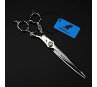 TTOOGO Cisaillements de toilettage pour chiens, 740c Ciseaux d'animaux de compagnie en acier droit de 7,5 pouces avec des lames d'épée et une poignée ornée