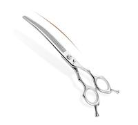 TTOOGO Cisseurs de chunker incurvé de 7,5 pouces pour le toilettage pour chiens - Ciseaux d'amincissement en acier 440c en acier avec pivot de roulement,Fine