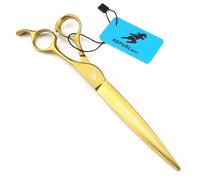 TTOOGO Cisseurs de toilettage à chien droit de 7,5 pouces en or - Ciseaux pour animaux de compagnie en acier 440C avec lame micro-serrée pour la coupe non glissée sur des manteaux fus et soyeux