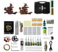 TTOOGO Kit complet de la machine à tatouage de bobine - Double pistolet de tatouage rotatif pour doublure et ombrage avec alimentation, 7 encres d'entraînement, poignées