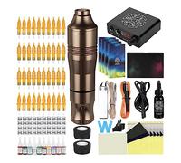 TTOOGO Kit complet du stylo à tatouage rotatif - Ensemble de machines à tatouage professionnel avec alimentation en double mode, pédale de pied, cartouches pour les artistes débutants,Champagne