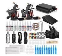 TTOOGO Kit de Machine à Tatouage de Bobine Double Coil Tattoo Machine Ensemble avec Alimentation, Tension réglable, Shader de Doublure, Accessoires de Tatouage complets