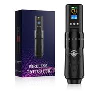 TTOOGO Kit de machine à tatouage rotatif sans fil - trait réglable 2,0-4,2 mm, stylo à batterie de 1600mAh avec écran LCD, charge rapide de Type-C,Noir,1 battery