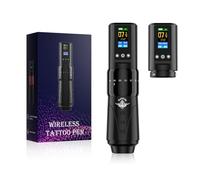 TTOOGO Kit de machine à tatouage rotatif sans fil - trait réglable 2,0-4,2 mm, stylo à batterie de 1600mAh avec écran LCD, charge rapide de Type-C,Noir,2 batteries
