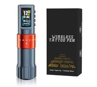 TTOOGO Machine à stylo à tatouage rotatif sans fil - pistolet de tatouage de cartouche de course réglable avec batterie de 1600mAh, affichage TFT de 1,47 pouce,Orange,1 battery