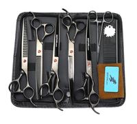 TTOOGO Set d'outils de Workhorse's Workhorse: Cisqueurs de style animal de compagnie en 5 pièces dans un kit en acier 6CR, 8,0 pouces avec ciseaux droits, incurvés et texturiants