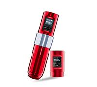 TTOOGO Stylo de tatouage sans fil avec affichage OLED - machine à tatouage rotatif de tension réglable, moteur 12V 12000 tr/min, batterie de 1700mAh, 8 heures,Rouge,2 batteries
