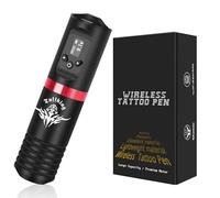TTOOGO Stylo de tatouage sans fil professionnel avec batterie de 1800mAh - machine à tatouage rotatif numérique avec longueur de course de 3.5 mm, écran LCD, charge USB-C,Black red
