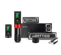TTOOGO Stylo tatouage rotatif sans fil avec batterie de 2000mAh - machine à tatouage rotatif professionnel avec affichage LED, 3,5 mm,Rouge,2 batteries