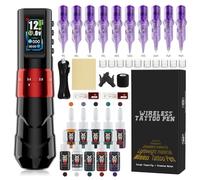 TTOOGO Stylo tatouage rotatif sans fil avec course réglable 2,0-4,2 mm, cartouche sans fil Tatoo Machine 1600mAh, 4-12V,Rouge,1 battery kit