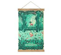 TTOOXZ Mononoke Hime Poster en tissu avec cadre en bois à suspendre pour décoration de chambre