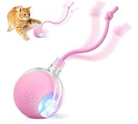 TTPOLONG Jouet Interactif pour, Balle Interactive Chat, Trois Modes réglables avec Fonction de réveil pour Chien Chat (Rose)