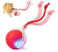 TTPOLONG Jouet Interactif pour, Balle Interactive Chat, Trois Modes réglables avec Fonction de réveil pour Chien Chat (Rouge)