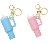 TTPSRY 2 Pièce Porte-Clé Stanley Cup,Mini Tasse avec Papillon, Breloque Décorative Élégant Colorée pour Sacs à Dos Cadeau Femme