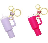 TTPSRY 2 Pièce Porte-Clé Stanley Cup,Mini Tasse avec Papillon, Breloque Décorative Élégant Colorée pour Sacs à Dos Cadeau Femme