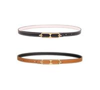 TTPSRY 2 Pièces Ceinture Fine Femme Ceinture Femme en Simili Cuir Fin Ceinture Elastique avec Boucle Ceintures pour Jeans Jupe Robe Pants Pantalon Décoration(Noir + kaki)