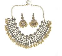 TTPSRY 2 Pièces Ensemble de Bijoux Femme Boho Collier Boucles d'Oreilles Pendentif Parure Bohémien Vintage Exagéré Déclaration Ethnique Cadeau pour Fille Fête Noël Saint Valentin (Or)