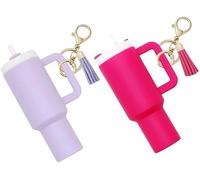 TTPSRY 2 Pièces Porte-Clé Stanley Cup, Tasse Miniature Pompon Décoratif Accessoire Sac Charm Bijou Femme Attacheclés Mignon