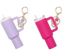TTPSRY 2 Pièces Porteclés Gobelet Miniature Floral Accessoire Sac Charm Bijou Pendentif Décoration