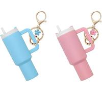 TTPSRY 2 Pièces Porteclés Gobelet Miniature Floral Accessoire Sac Charm Bijou Pendentif Décoration