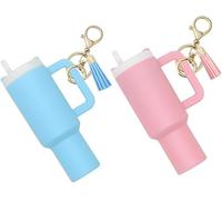 TTPSRY 2 Pièces Porteclés Tasse Miniature Pompon Décoratif Accessoire Sac Charm Bijou Femme Attacheclés Mignon