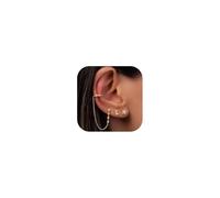 TTPSRY 3 Paires Boucles D'oreilles Zircon Cubique Créoles Brillantes Pendantes Chaîne Longue Plaqué Or 14k Hypoallergéniques Élégantes