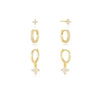 TTPSRY 3 Pièces Boucles D'oreilles Papillon Créoles Cristal Bijoux Femmes Élégantes Accessoires Brillants