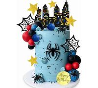 TTPSRY 32 Pcs de Gateau Anniversaire Spider Happy Birthday Superhero Toppers Gâteau Décoration de Cupcake pour Enfants Décoration Fête Anniversaire
