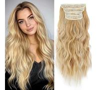 TTPSRY 4 PCS Extensions de Cheveux Clip pour Femmes Naturels Wave Bouclé 21 Pouces Longue Extension à Clip Hair Extension Cheveux Synthétique Rajout Human Hair Extension（#4）