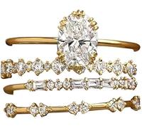 TTPSRY 4 Pièces Ensemble Bagues avec Ovale Zircone Cubique Étincelant Knuckle Bague Empilable Bijoux Élégants Minimaliste pour Femme (8)