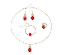 TTPSRY 4 Pièces Ensemble Bijoux Goutte Cristal Brillant Collier Boucles D'oreilles Bracelet Bague Parure Élégante Femme Accessoires Mariage Soirée